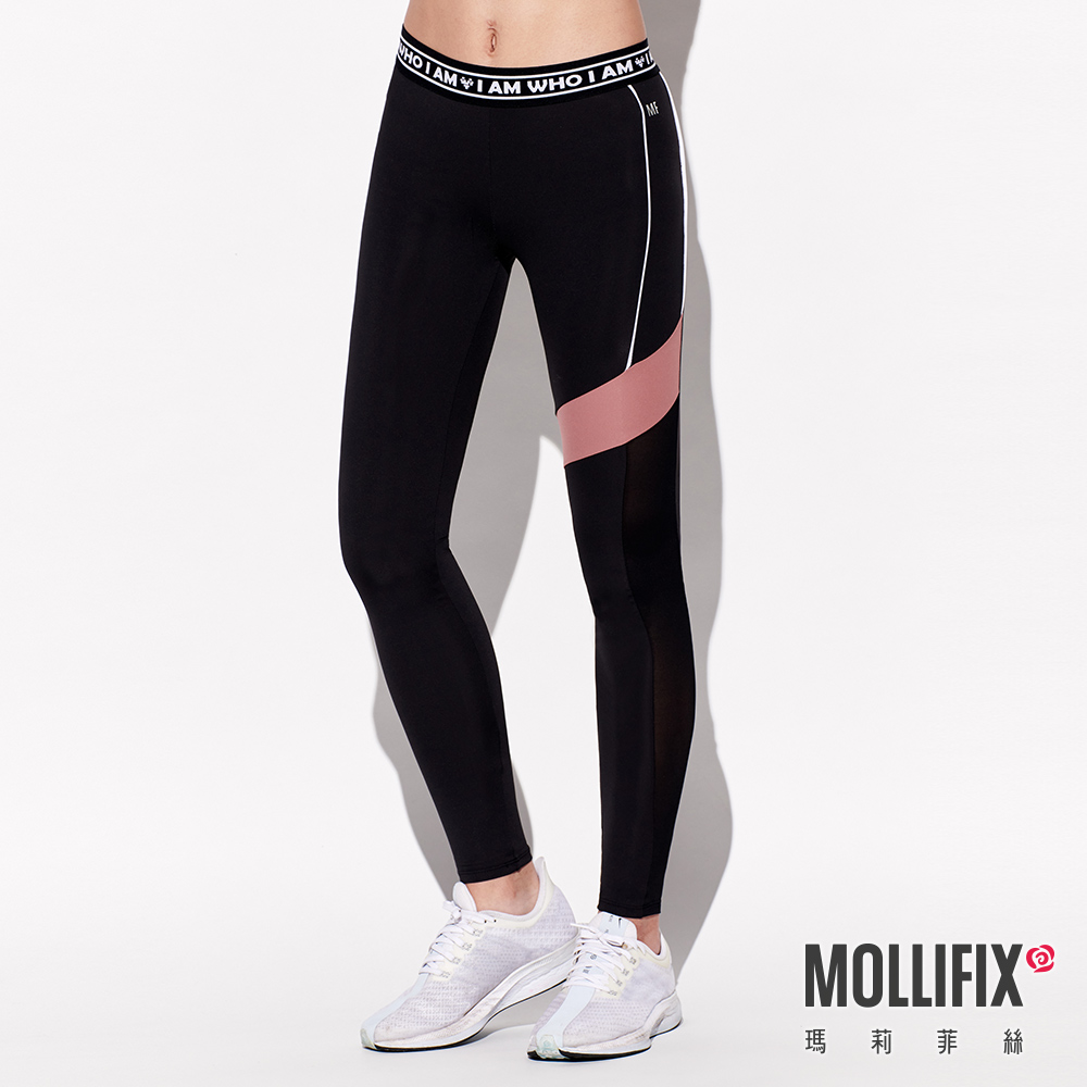 MOLLIFIX 撞色拼接褲頭織帶動塑褲