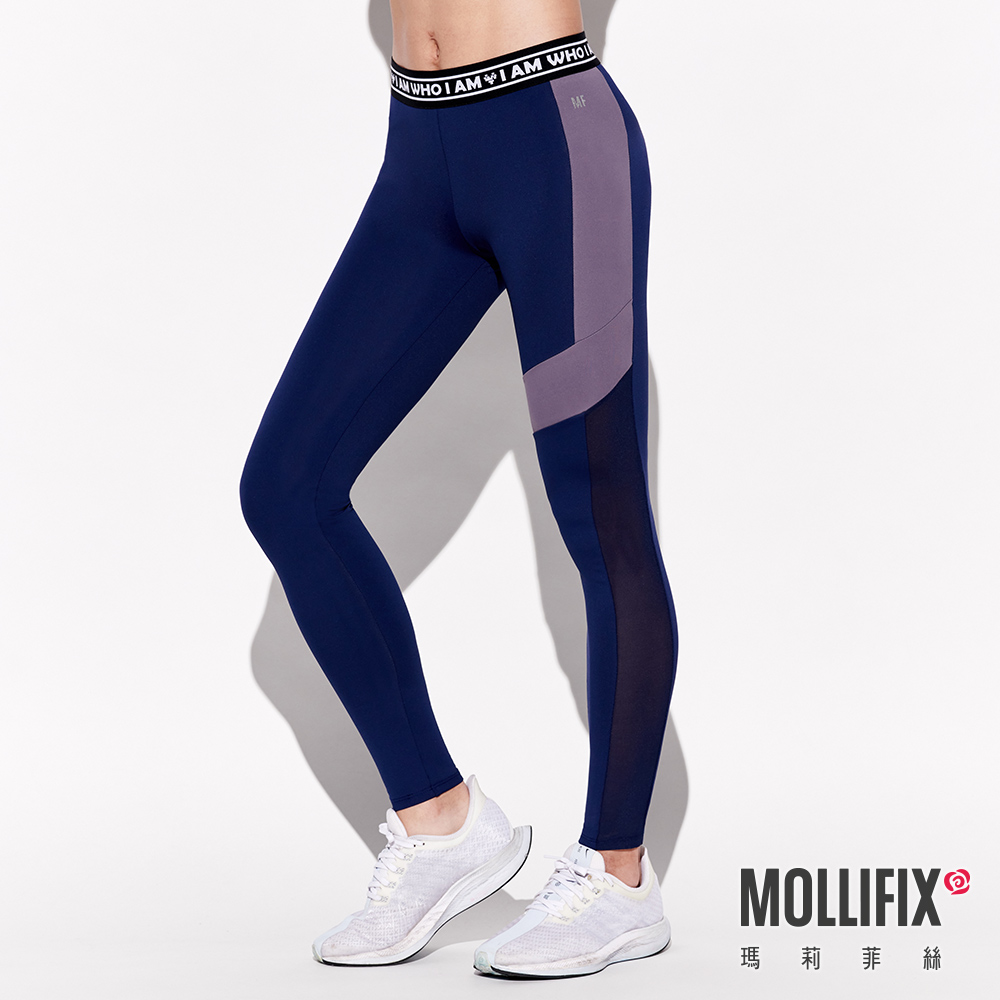 MOLLIFIX 撞色拼接褲頭織帶動塑褲