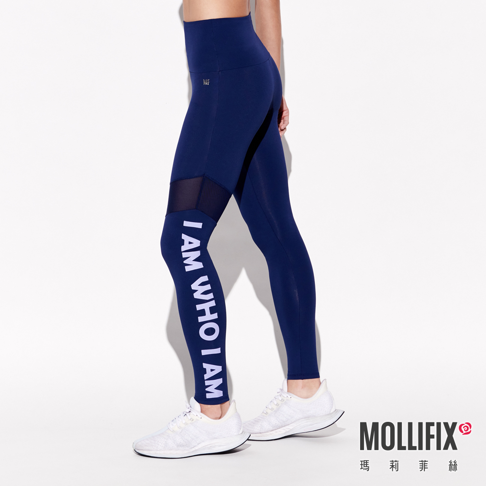 MOLLIFIX 不對稱透網高腰動塑褲