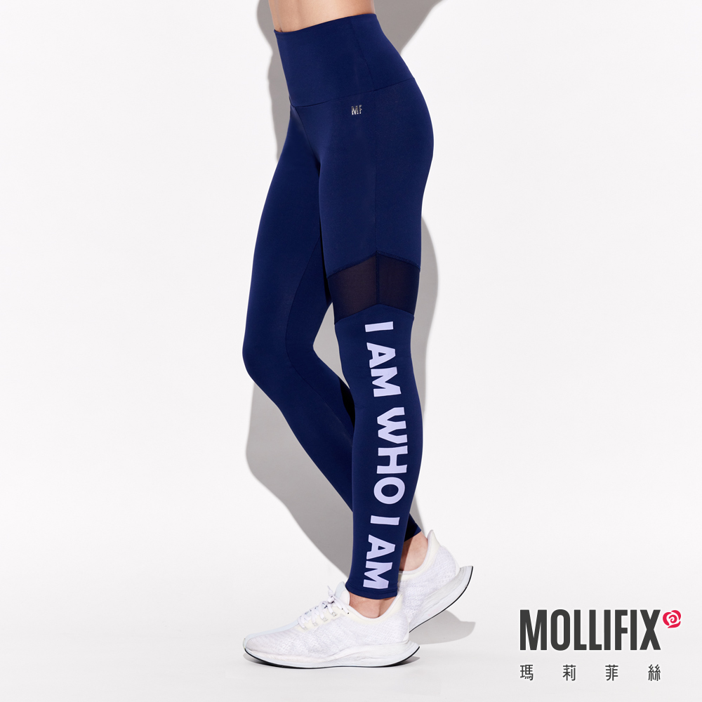 MOLLIFIX 不對稱透網高腰動塑褲