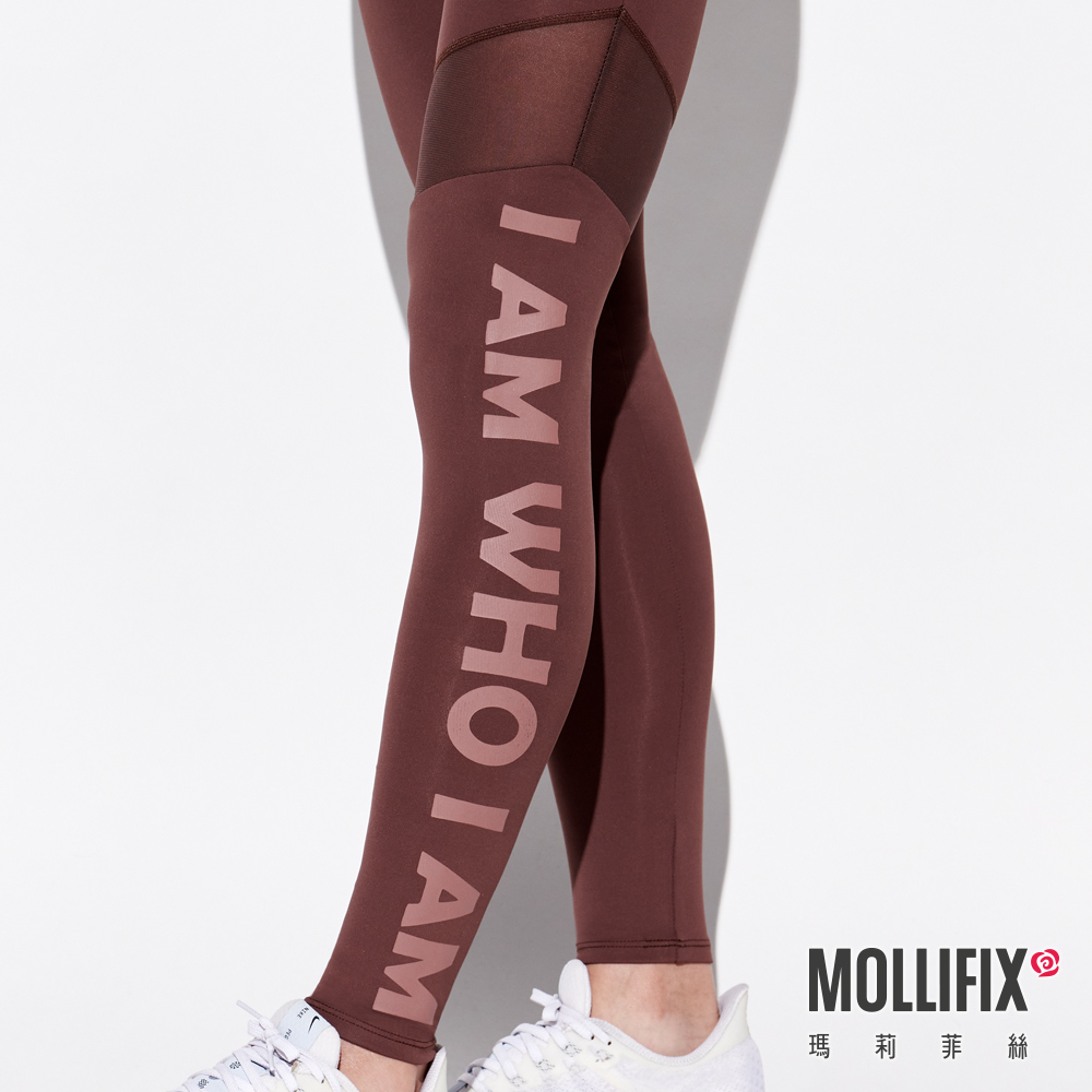 MOLLIFIX 不對稱透網高腰動塑褲