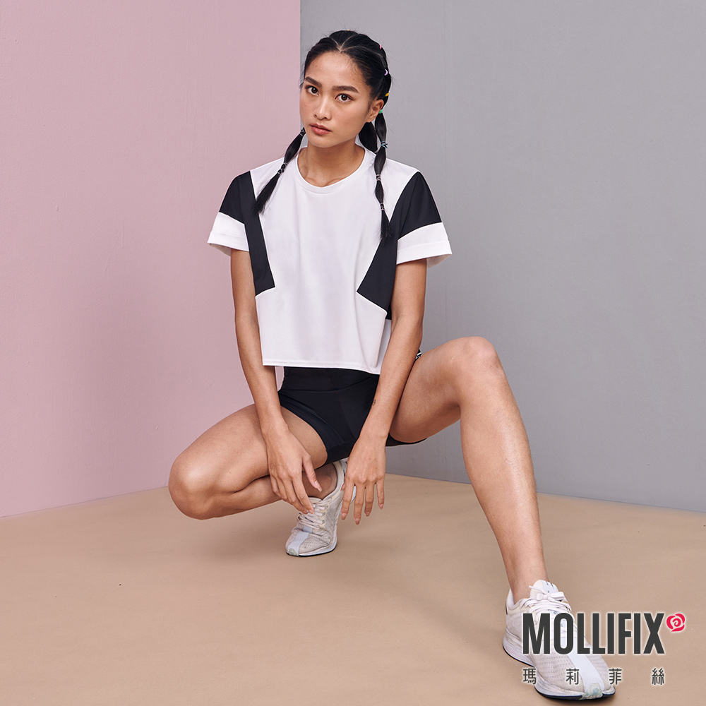 MOLLIFIX 撞色拼接短袖上衣