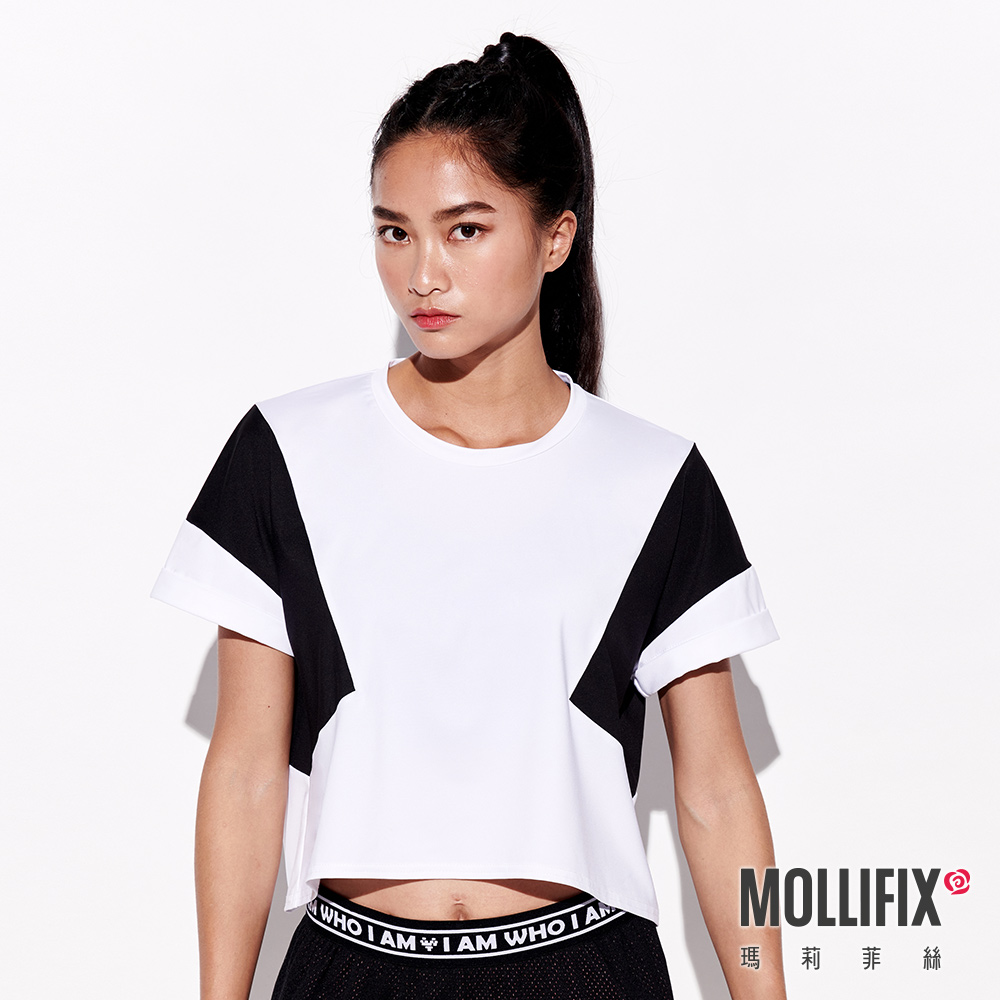MOLLIFIX 撞色拼接短袖上衣
