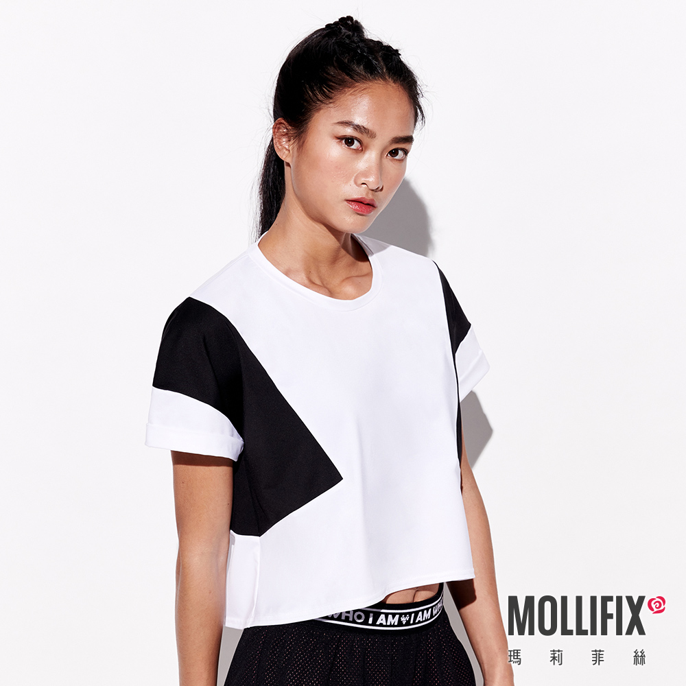 MOLLIFIX 撞色拼接短袖上衣