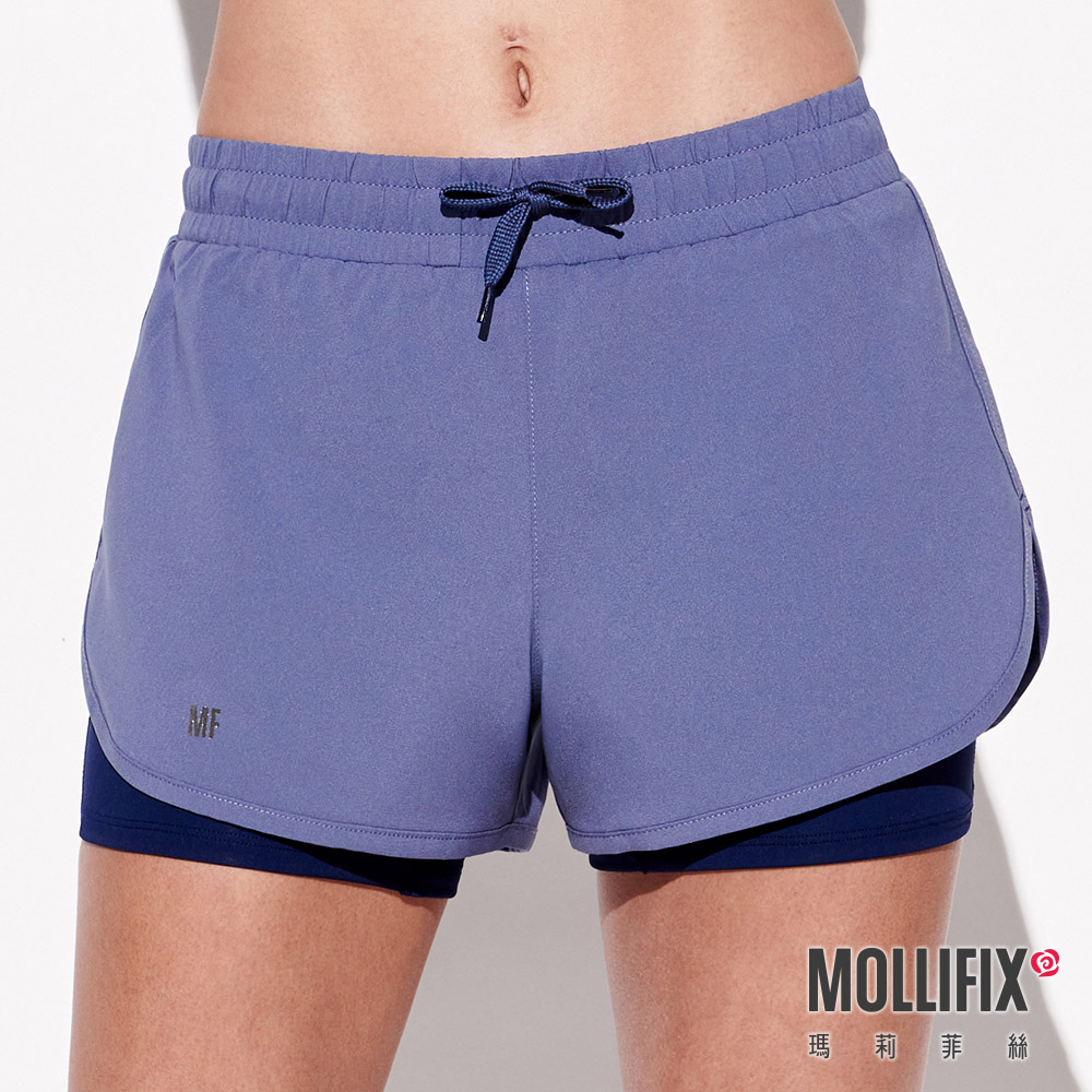 MOLLIFIX 雙層撞色運動短褲