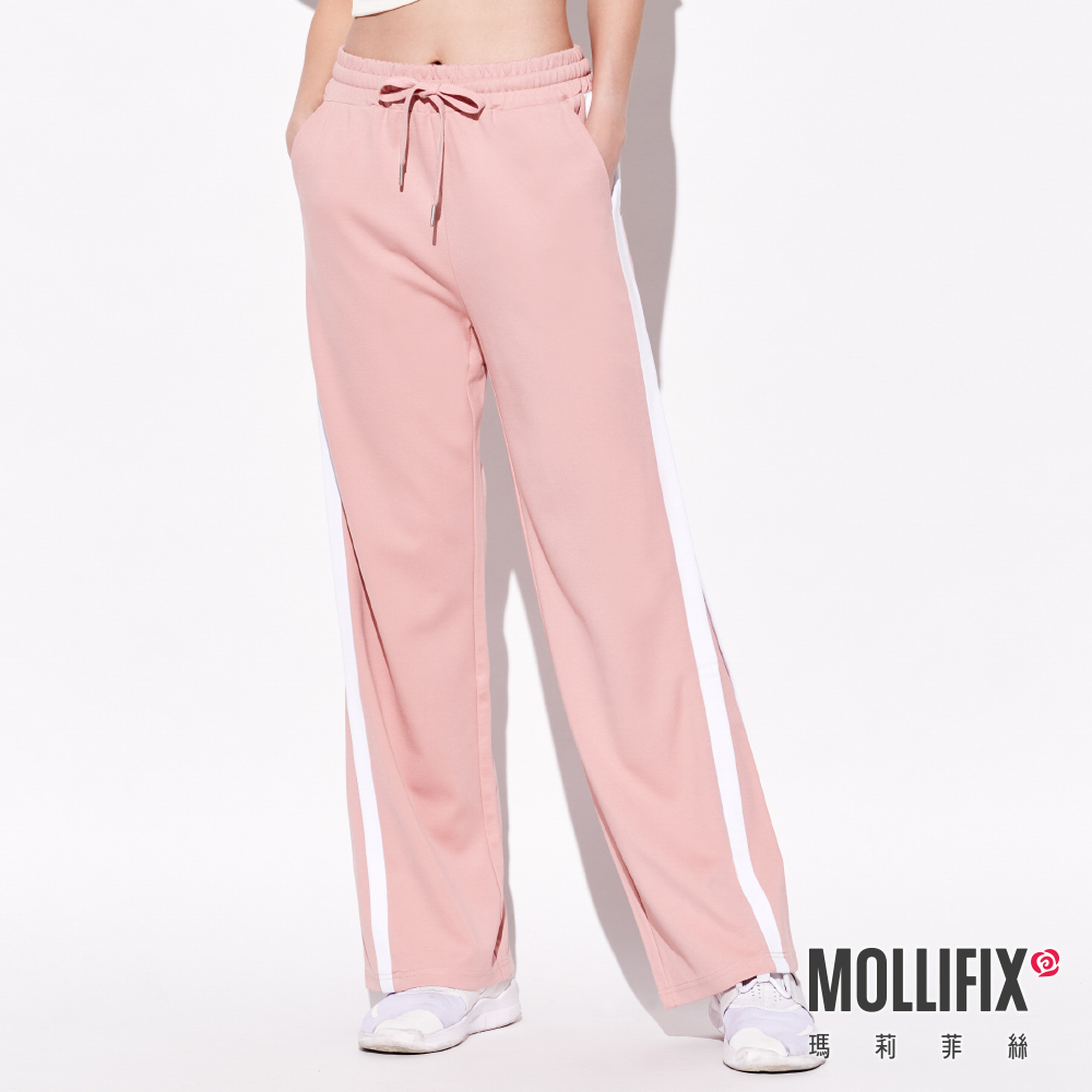 MOLLIFIX 側條修身拼接休閒寬褲