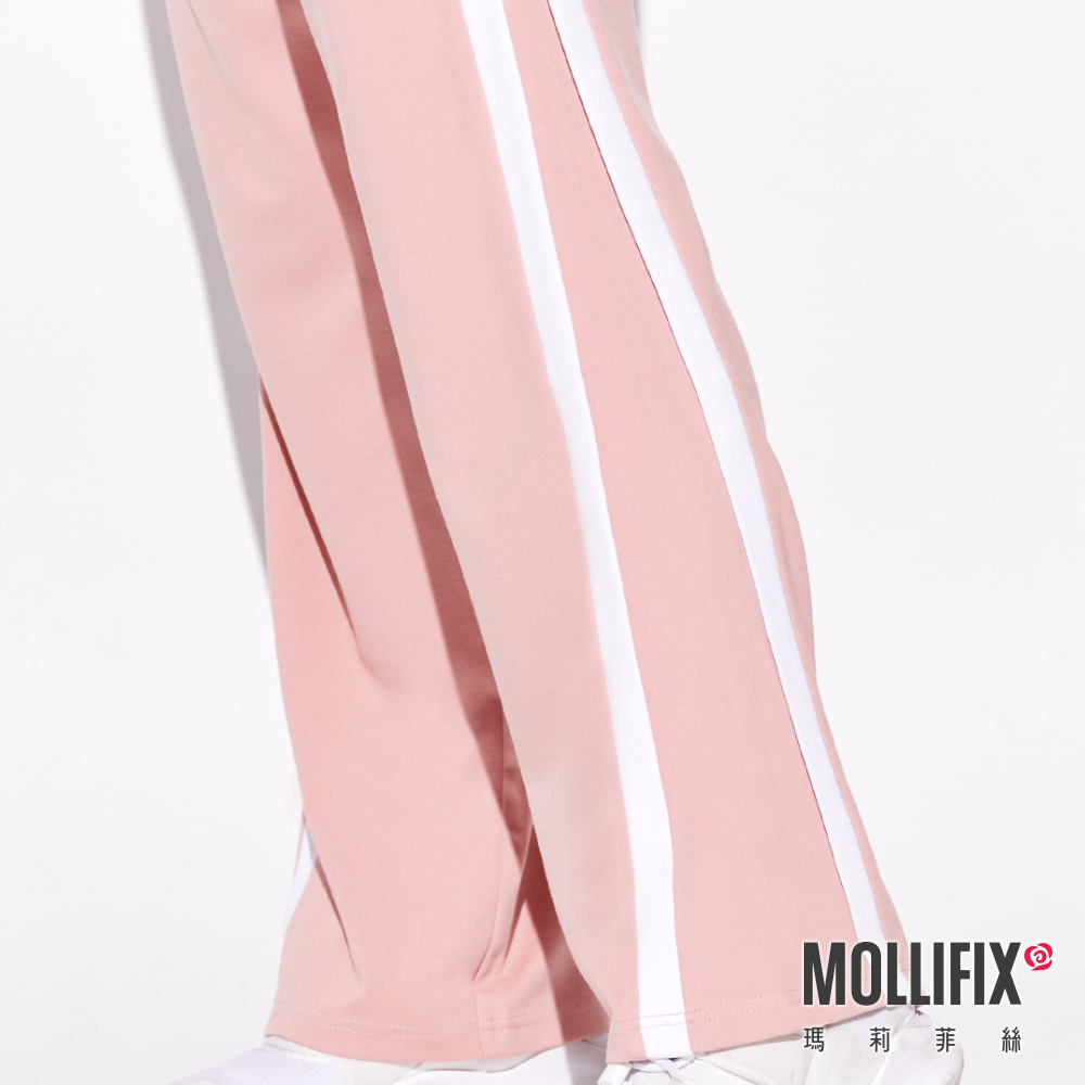 MOLLIFIX 側條修身拼接休閒寬褲