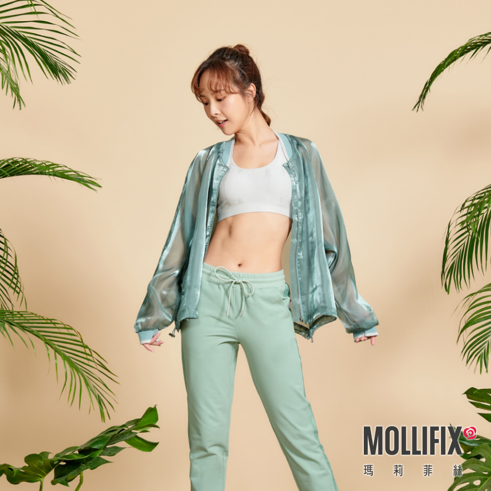 MOLLIFIX 光澤透膚撞色飛行外套