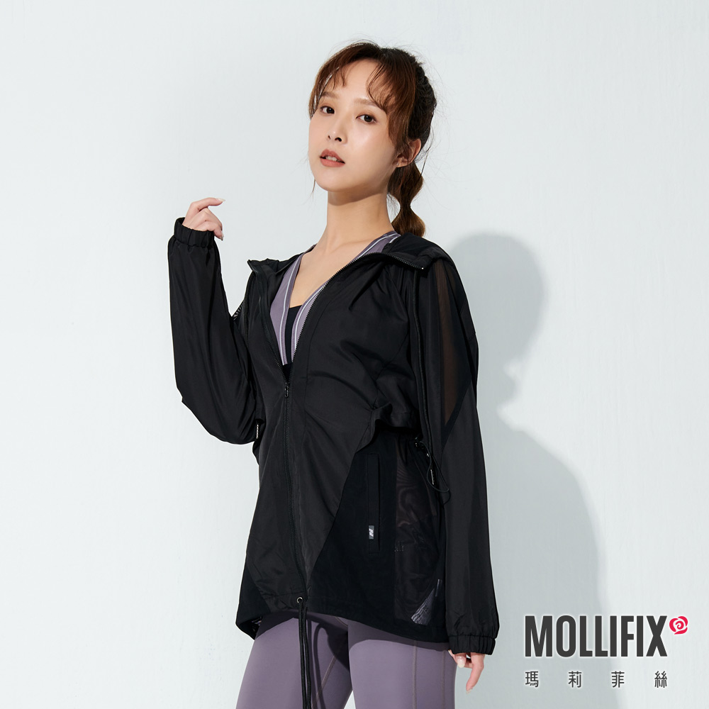MOLLIFIX TRULY網紗拼接防曬連帽外套