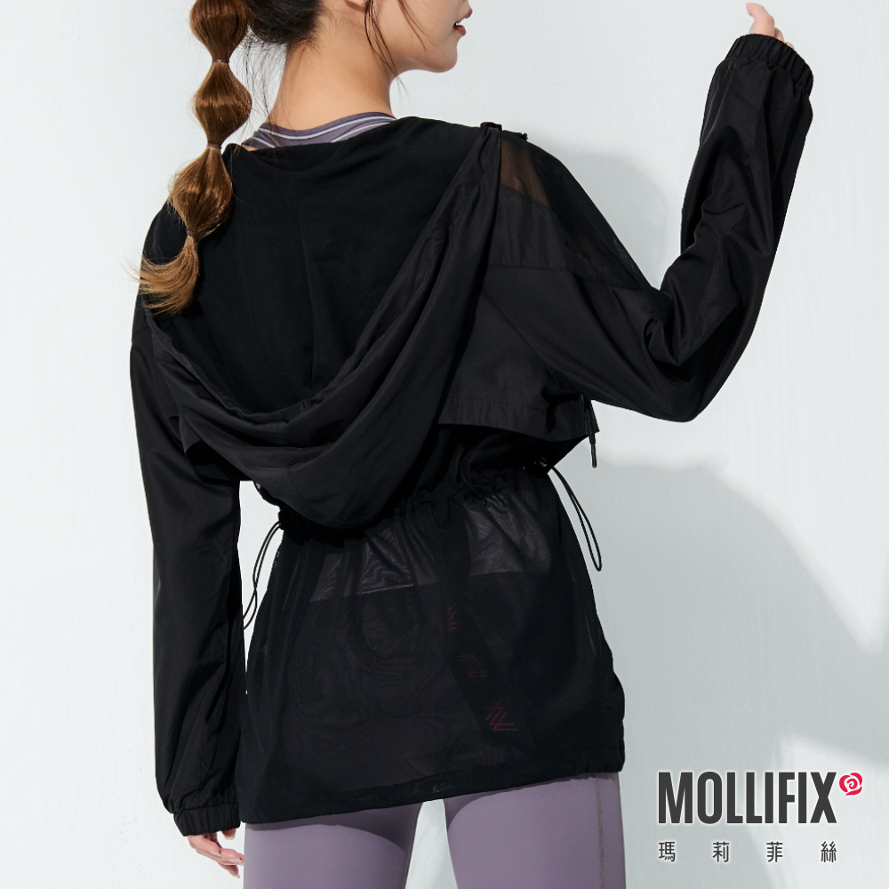 MOLLIFIX TRULY網紗拼接防曬連帽外套