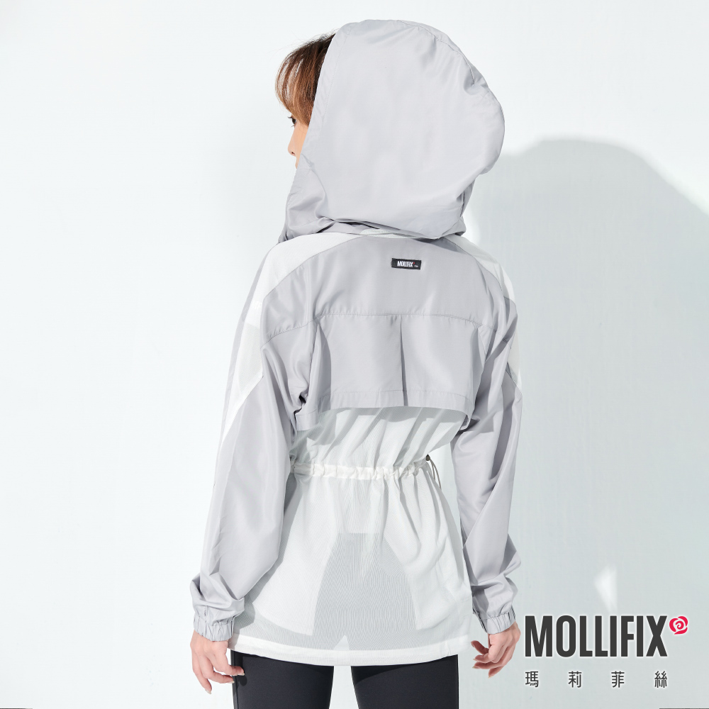 MOLLIFIX TRULY網紗拼接防曬連帽外套