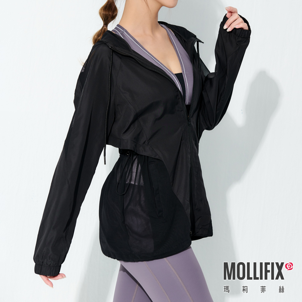 MOLLIFIX TRULY網紗拼接防曬連帽外套
