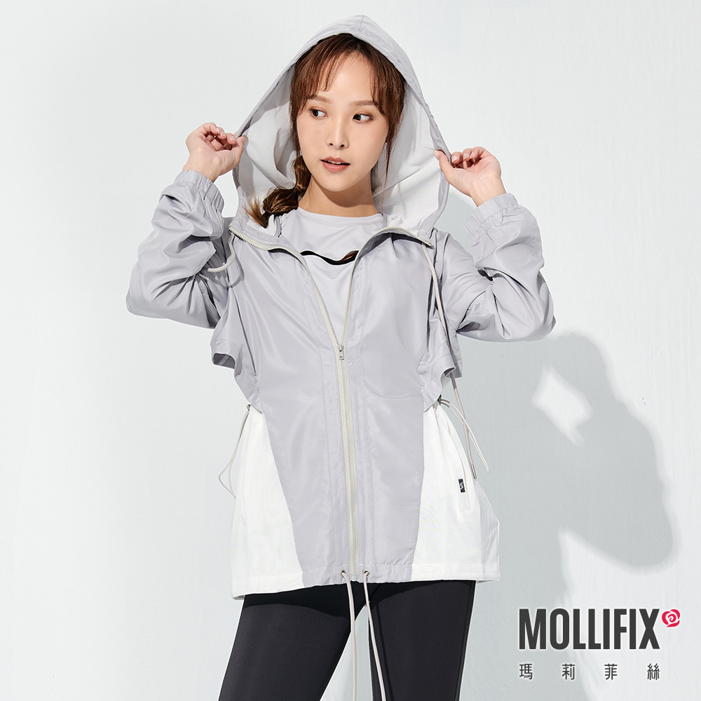 MOLLIFIX TRULY網紗拼接防曬連帽外套