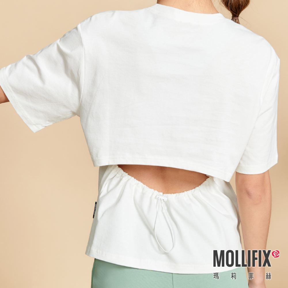 MOLLIFIX 後露腰抽繩短袖上衣