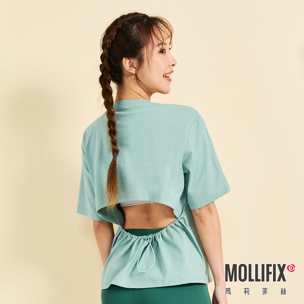 MOLLIFIX 後露腰抽繩短袖上衣