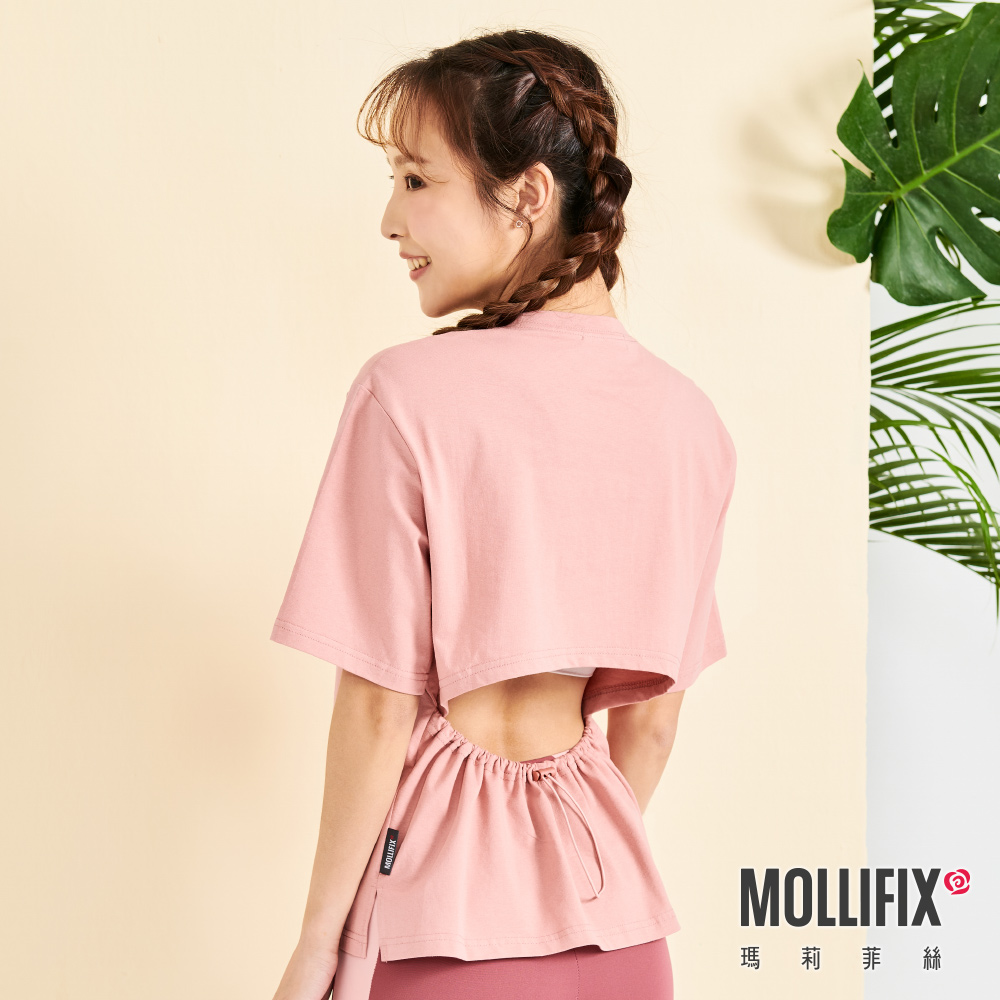 MOLLIFIX 後露腰抽繩短袖上衣