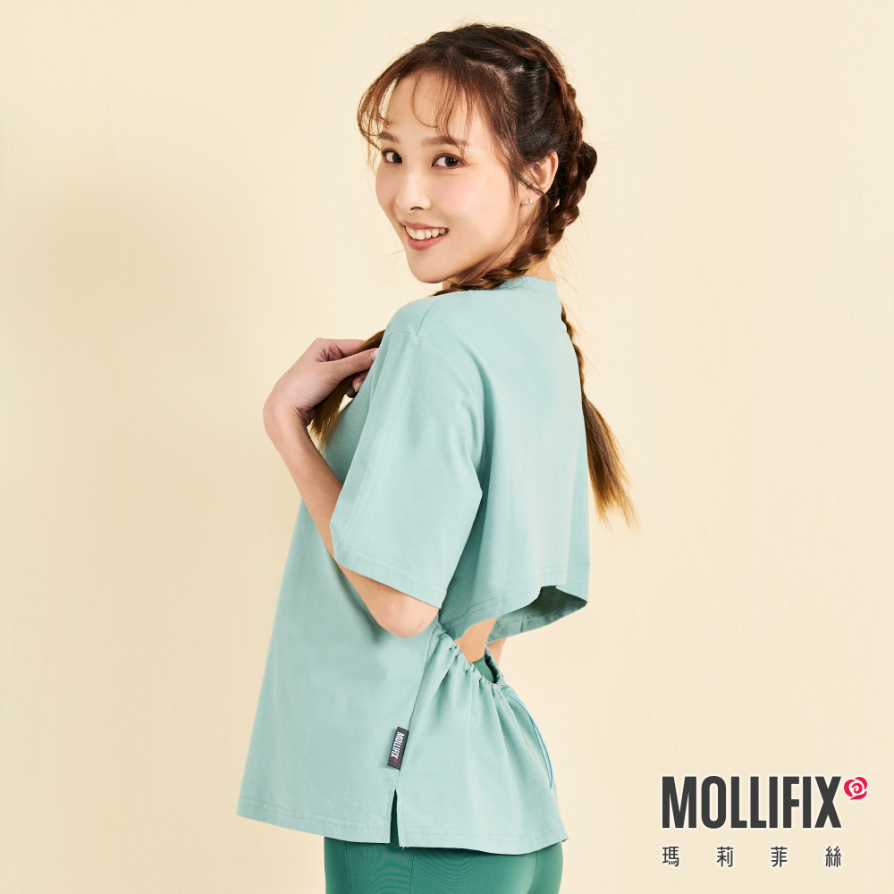 MOLLIFIX 後露腰抽繩短袖上衣