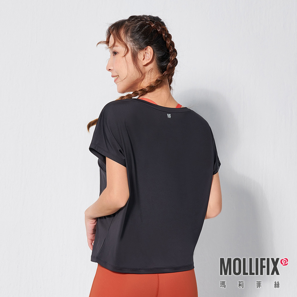 MOLLIFIX 潮流LOGO垂墜圓領短袖上衣