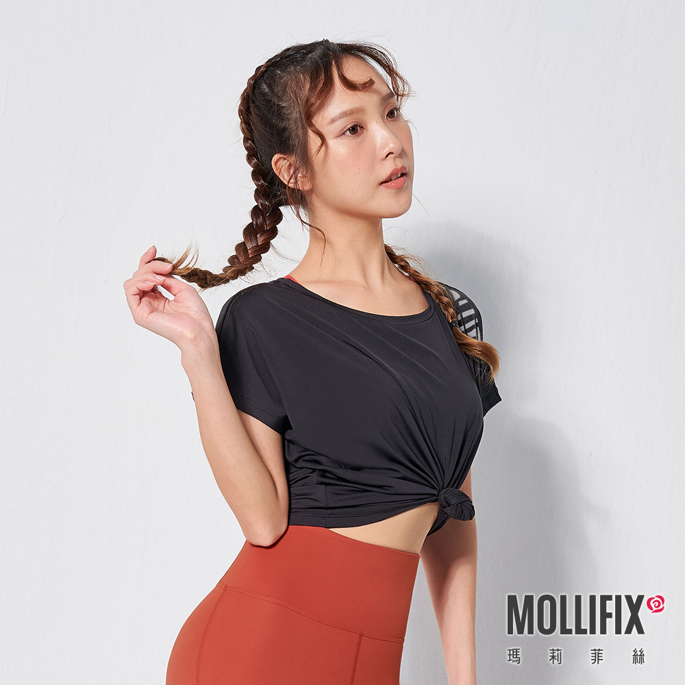 MOLLIFIX 潮流LOGO垂墜圓領短袖上衣
