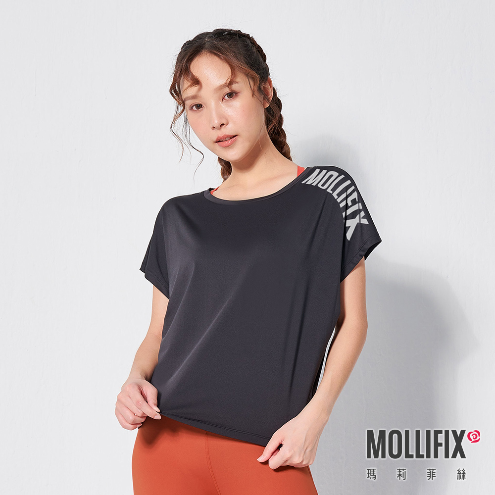 MOLLIFIX 潮流LOGO垂墜圓領短袖上衣