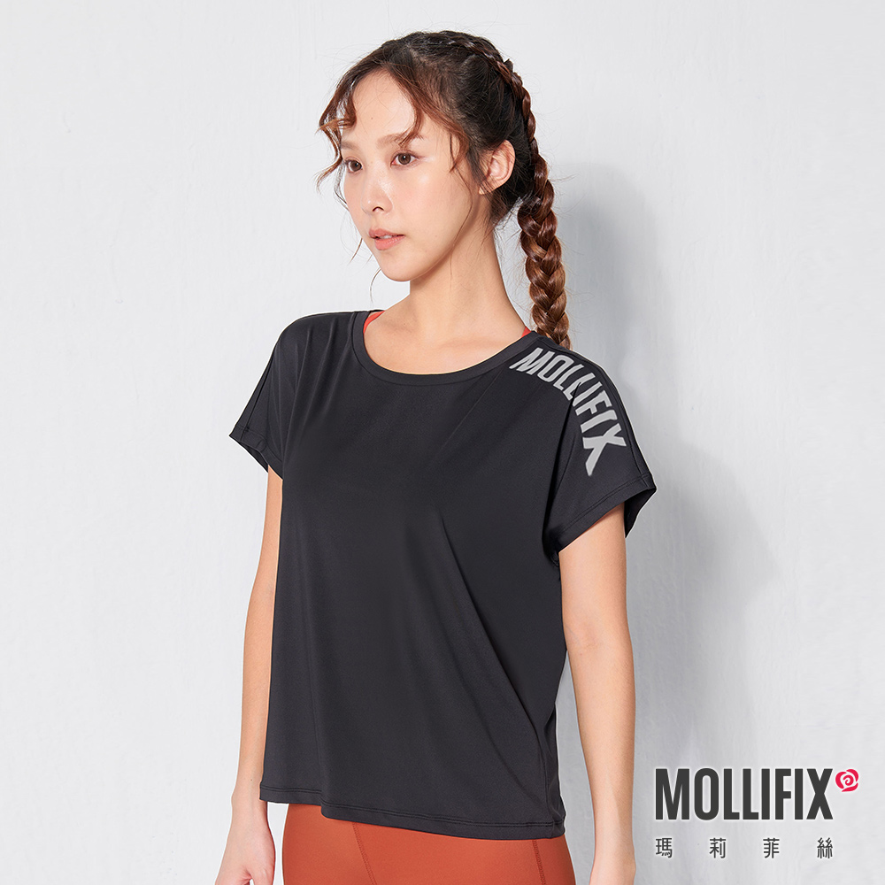 MOLLIFIX 潮流LOGO垂墜圓領短袖上衣