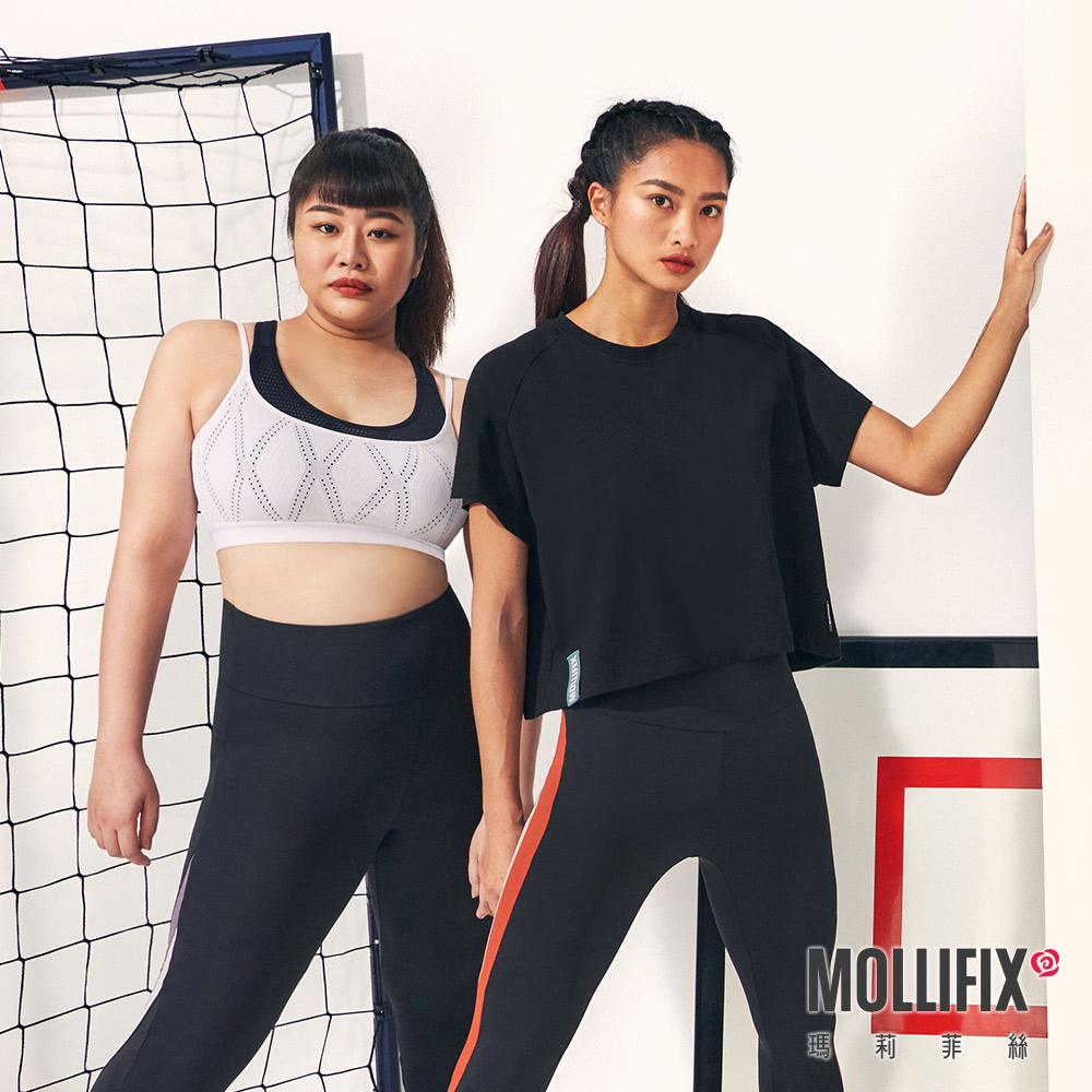 MOLLIFIX LOGO織帶裝飾短袖上衣