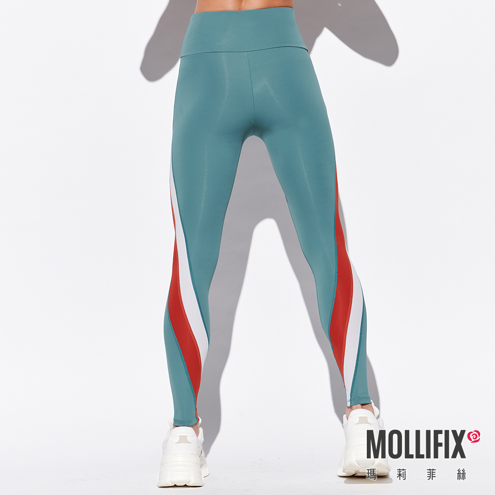 MOLLIFIX 不對稱切割撞色全長褲