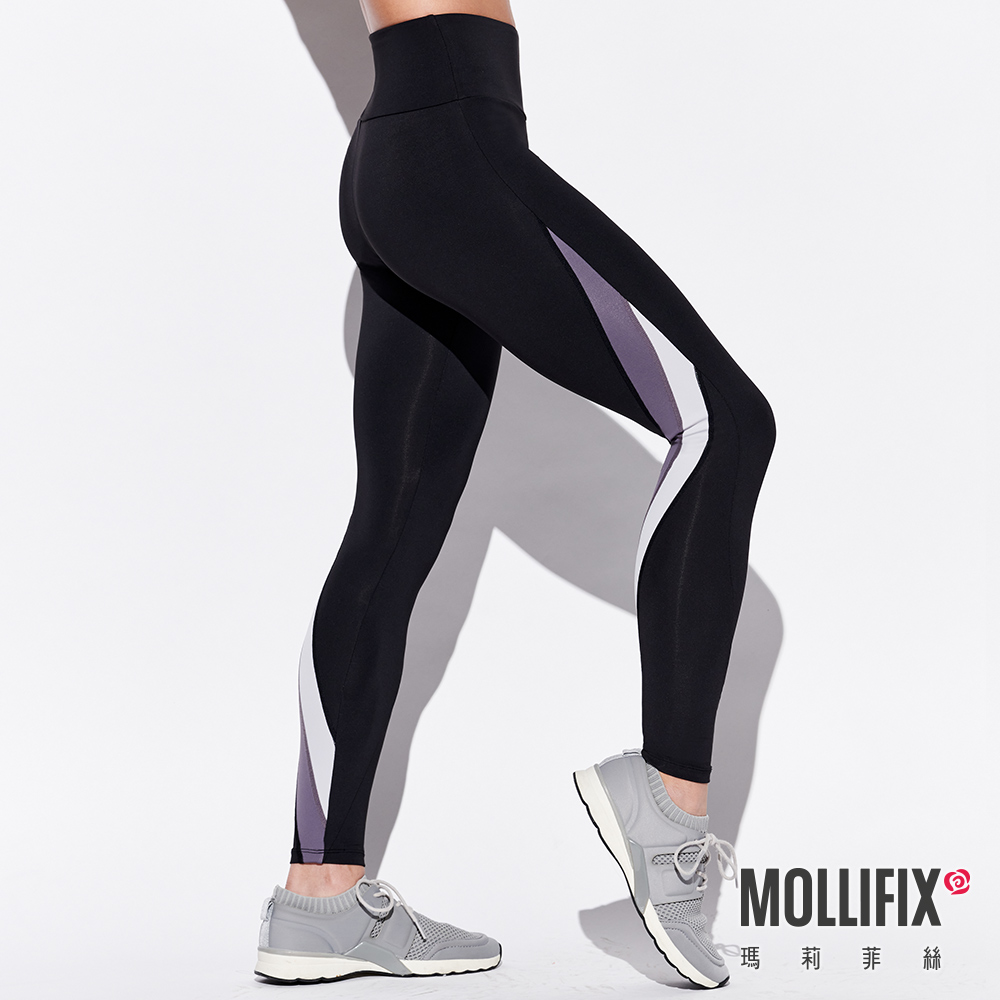 MOLLIFIX 不對稱切割撞色全長褲