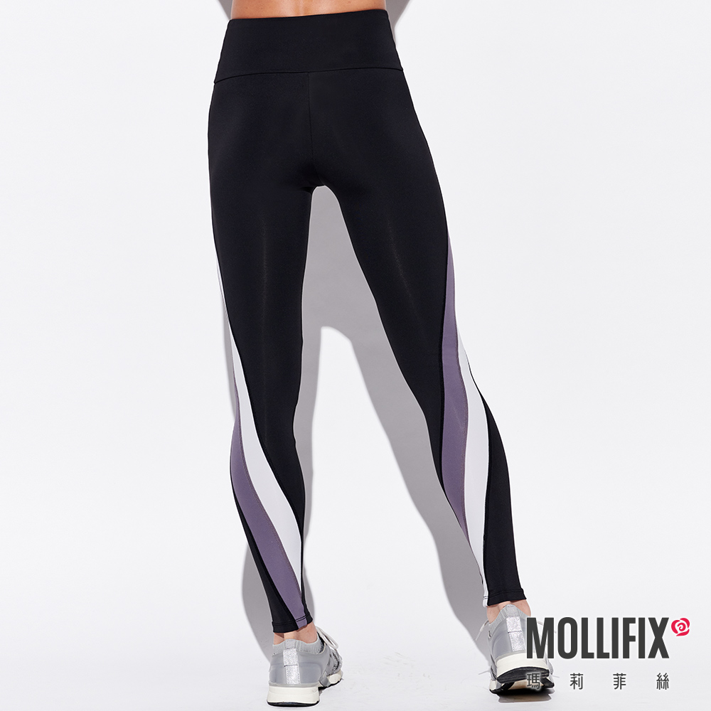 MOLLIFIX 不對稱切割撞色全長褲
