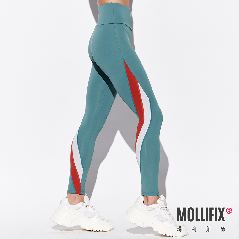 MOLLIFIX 不對稱切割撞色全長褲
