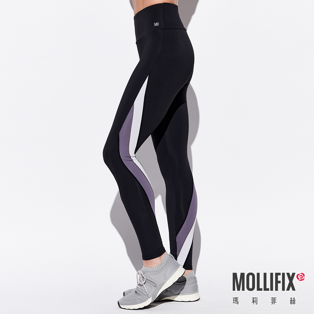 MOLLIFIX 不對稱切割撞色全長褲
