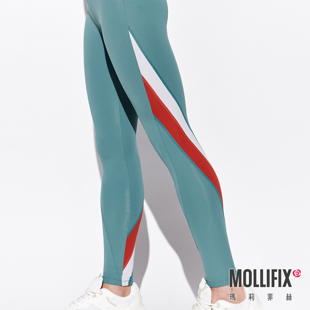 MOLLIFIX 不對稱切割撞色全長褲