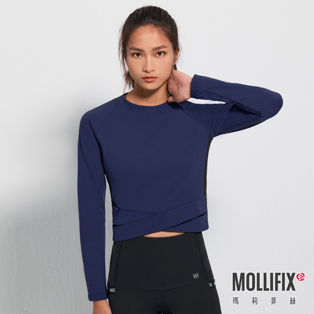 MOLLIFIX 交叉短版長袖上衣