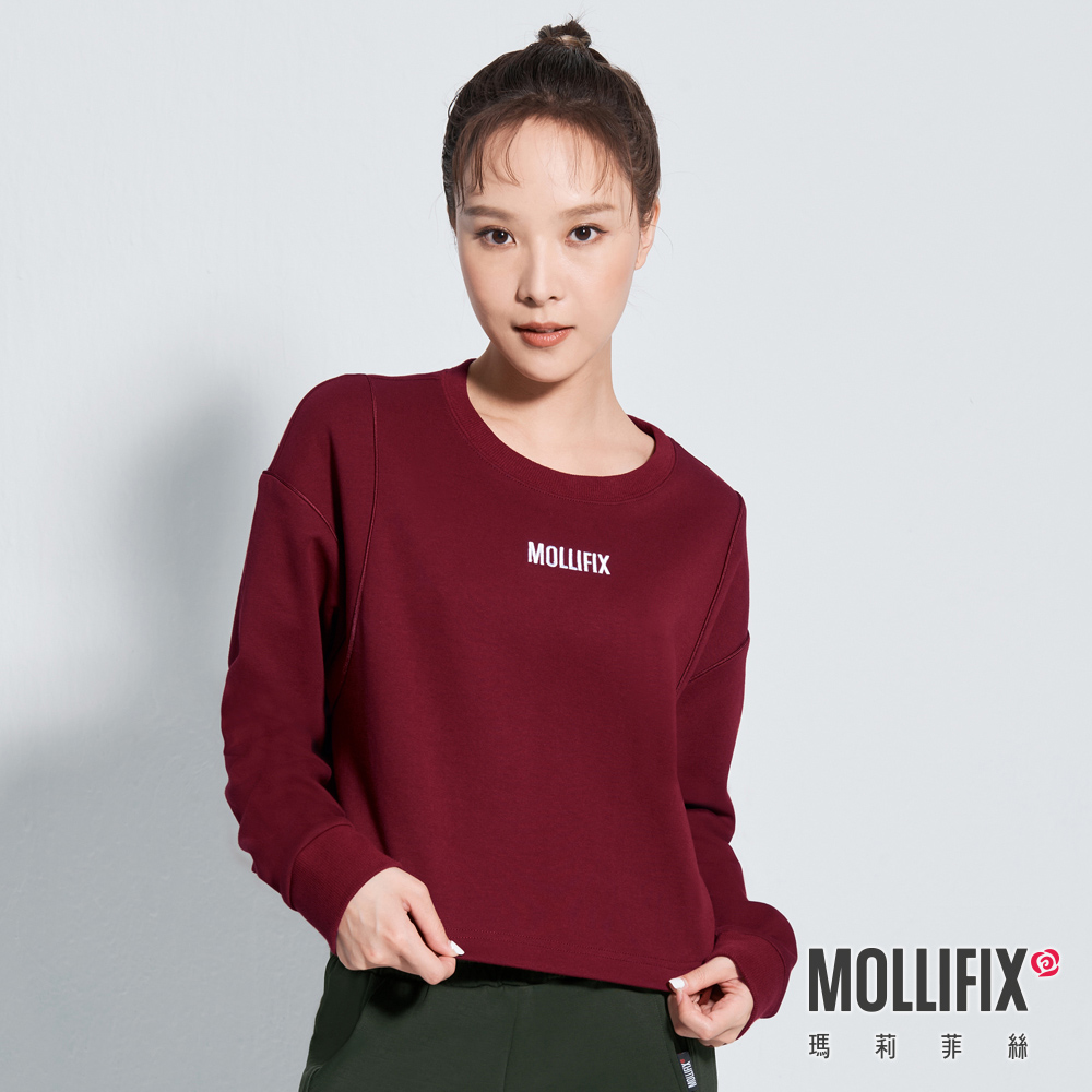 MOLLIFIX 圓領短版鑲邊長袖上衣
