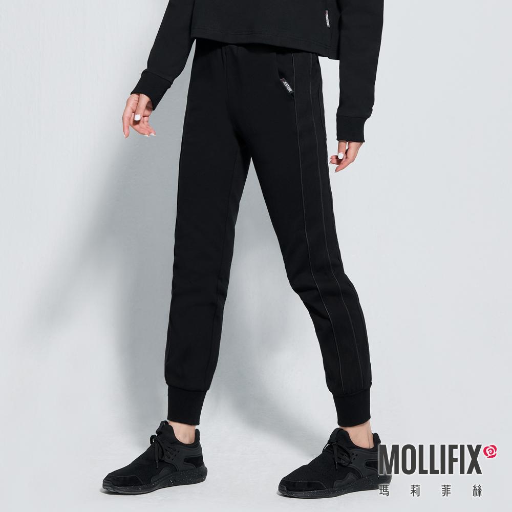 MOLLIFIX 鑲邊休閒縮口運動長褲