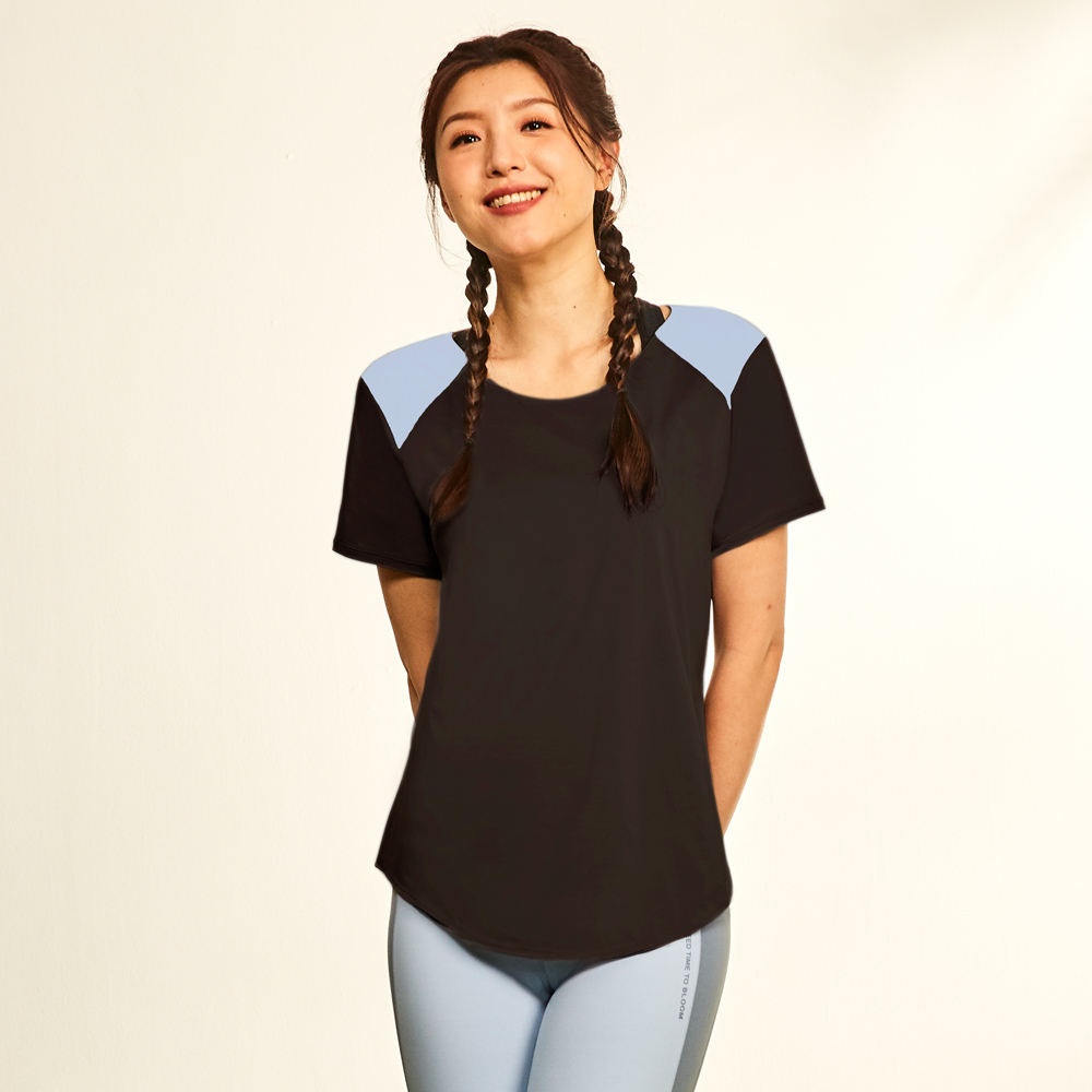 MOLLIFIX 撞色拼接短袖訓練上衣