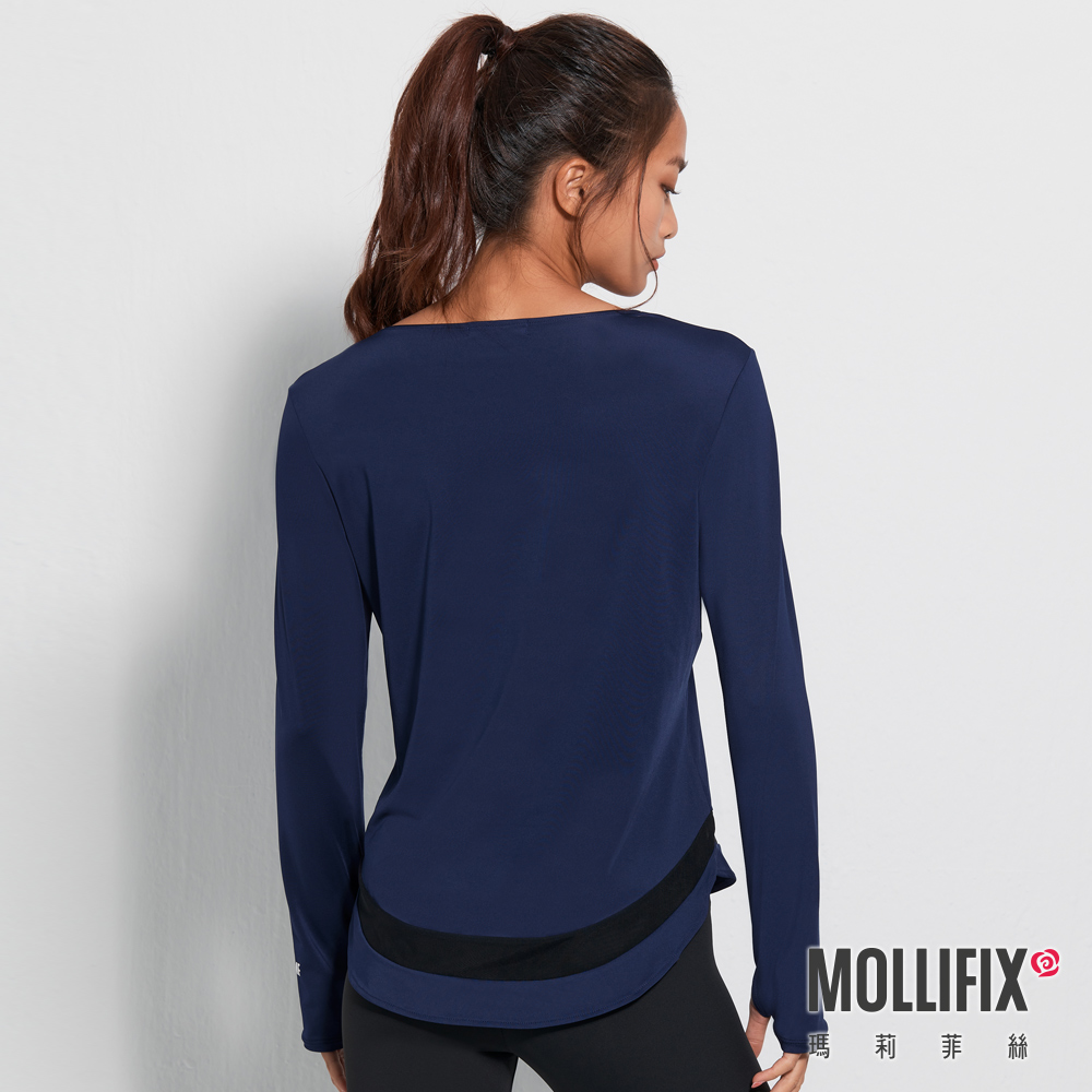 MOLLIFIX 修身圓弧下擺長袖訓練上衣