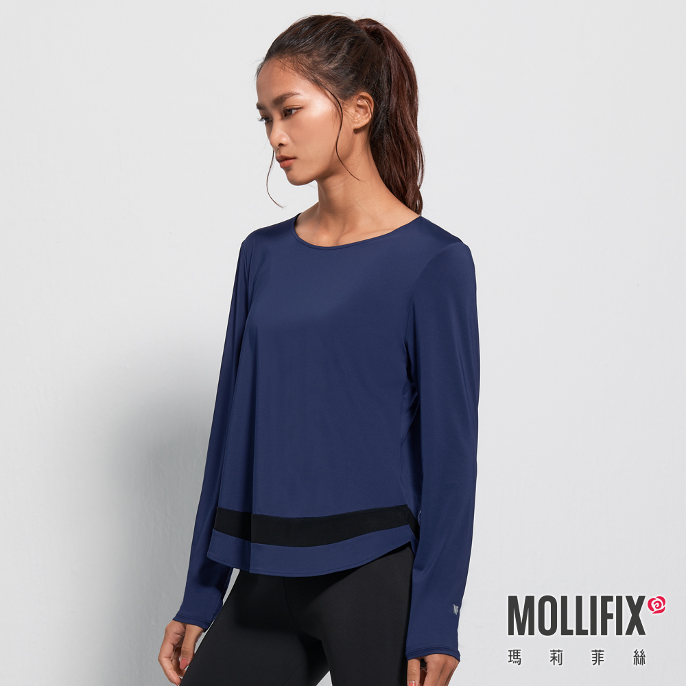 MOLLIFIX 修身圓弧下擺長袖訓練上衣