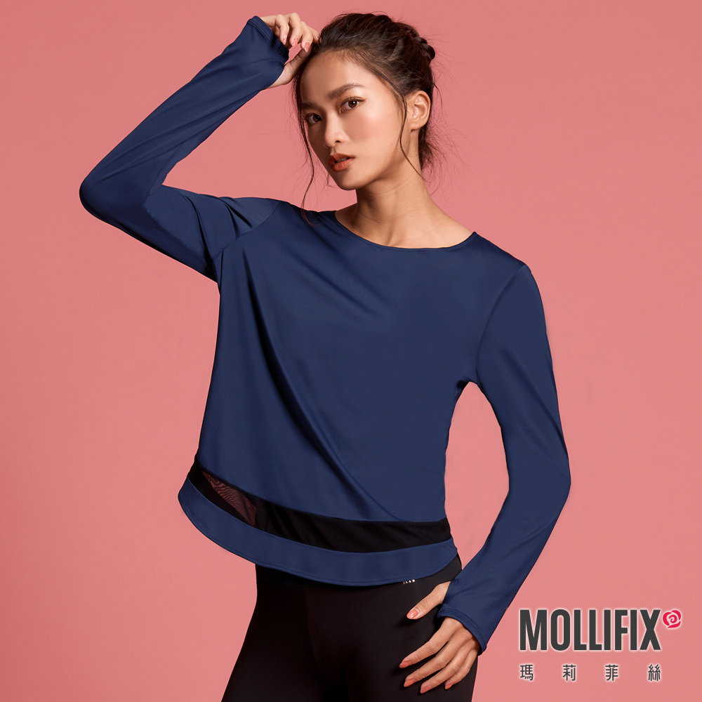 MOLLIFIX 修身圓弧下擺長袖訓練上衣