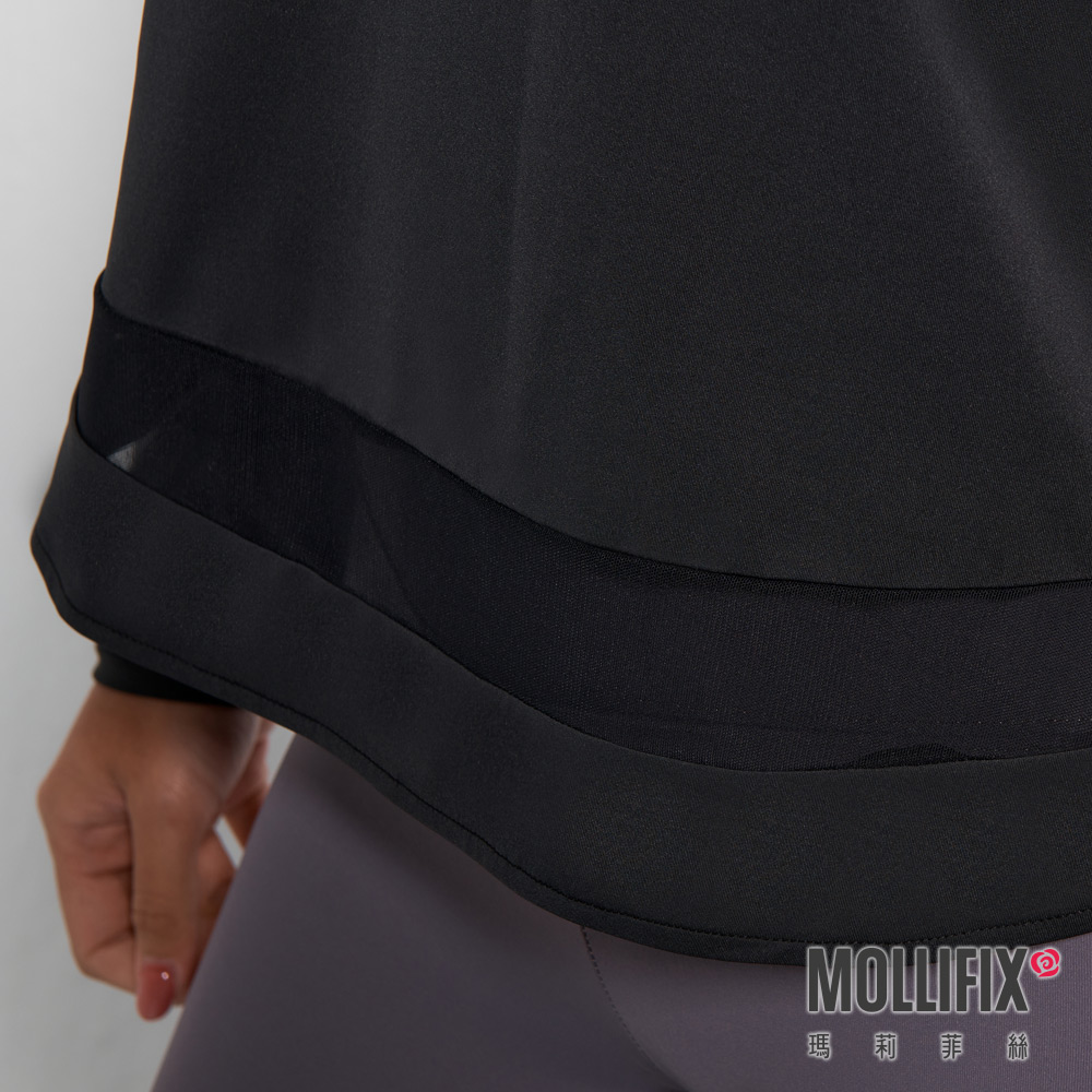 MOLLIFIX 修身圓弧下擺長袖訓練上衣