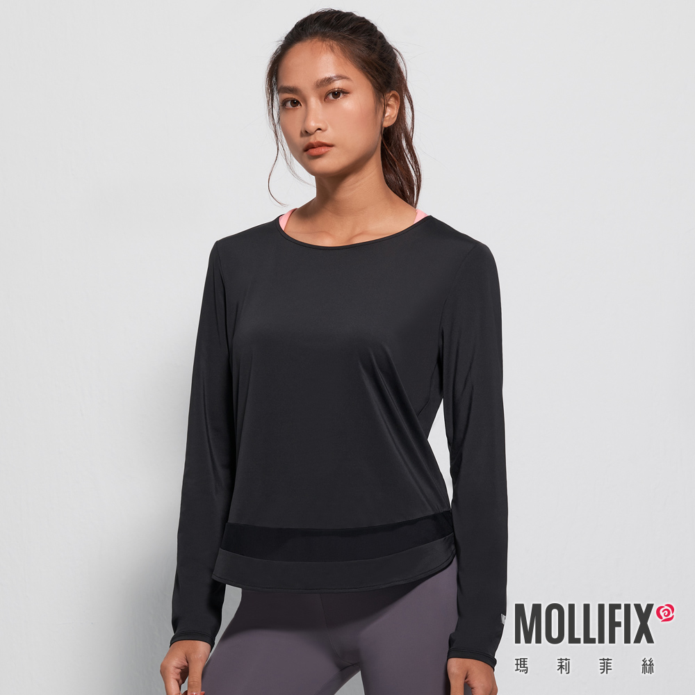 MOLLIFIX 修身圓弧下擺長袖訓練上衣