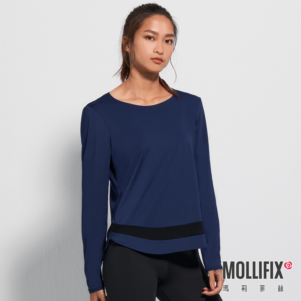 MOLLIFIX 修身圓弧下擺長袖訓練上衣