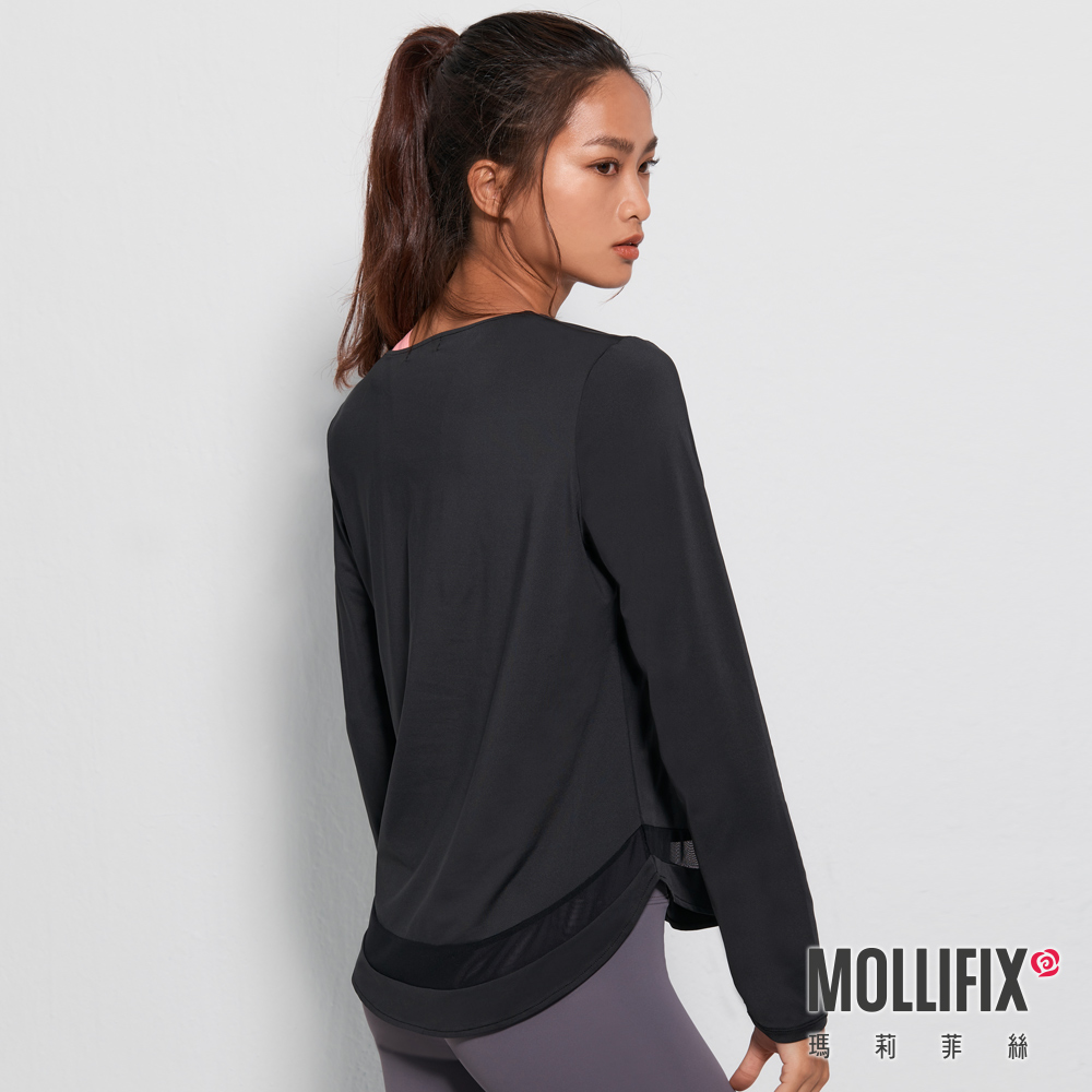 MOLLIFIX 修身圓弧下擺長袖訓練上衣