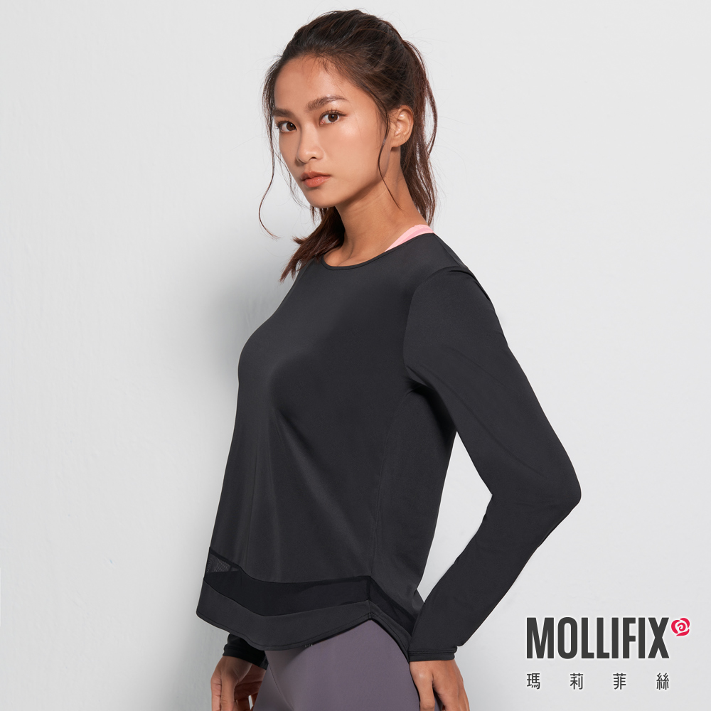 MOLLIFIX 修身圓弧下擺長袖訓練上衣