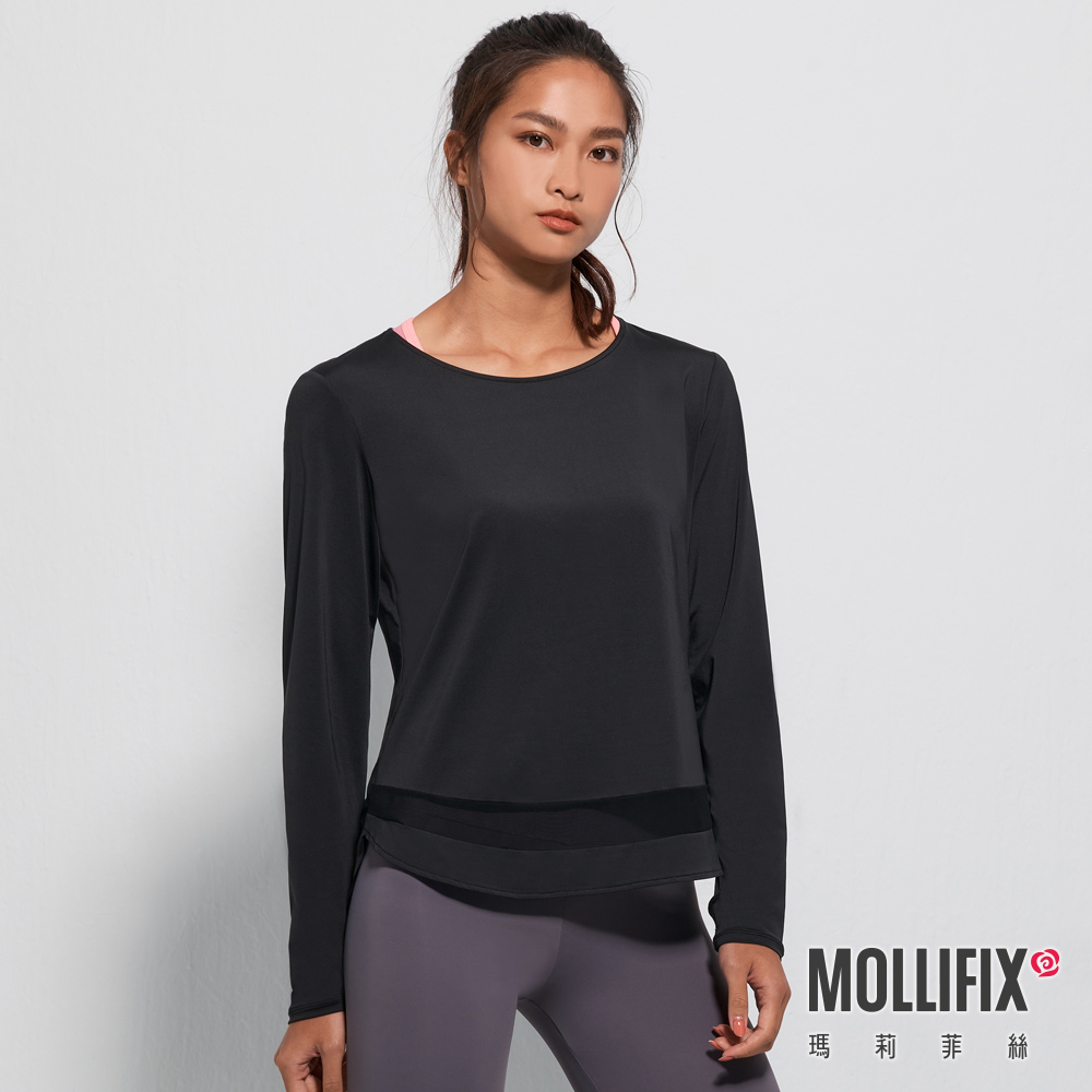 MOLLIFIX 修身圓弧下擺長袖訓練上衣