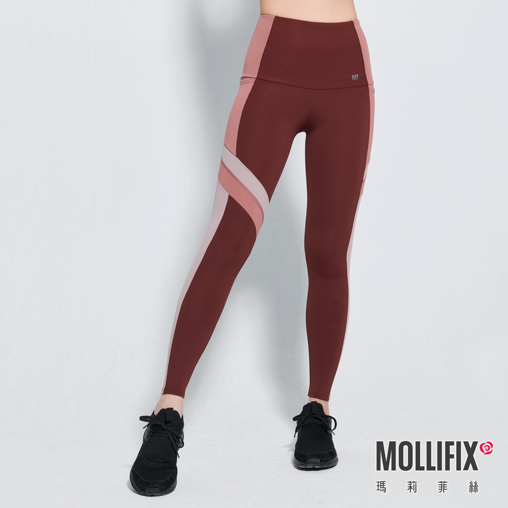 MOLLIFIX 高彈力不對稱斜切訓練動塑褲