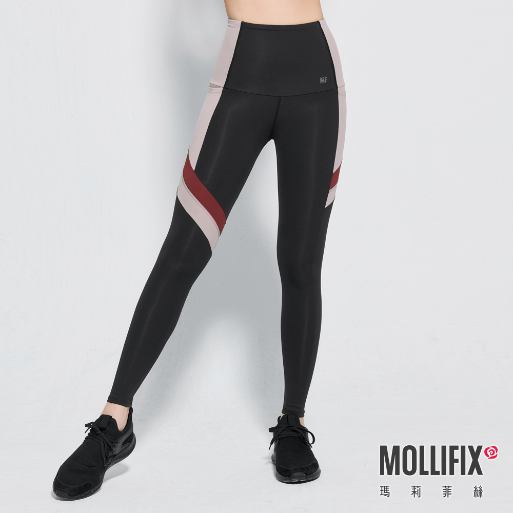 MOLLIFIX 高彈力不對稱斜切訓練動塑褲