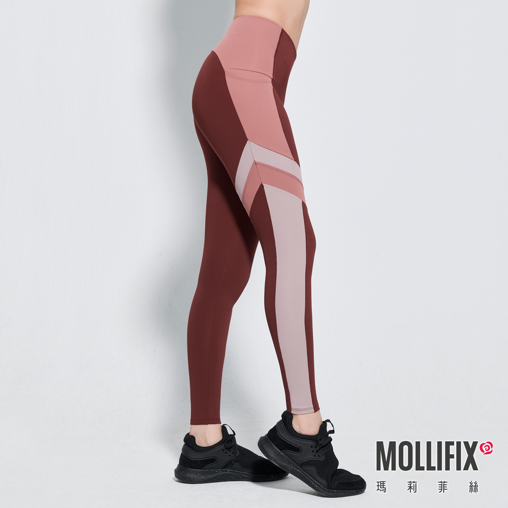 MOLLIFIX 高彈力不對稱斜切訓練動塑褲