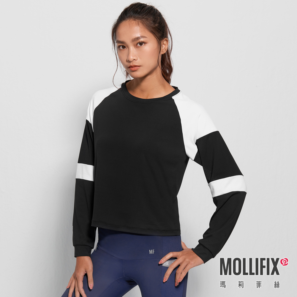 MOLLIFIX 撞色拼接長袖訓練上衣