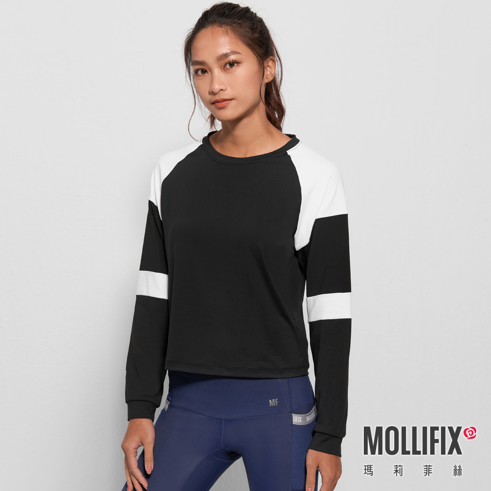 MOLLIFIX 撞色拼接長袖訓練上衣